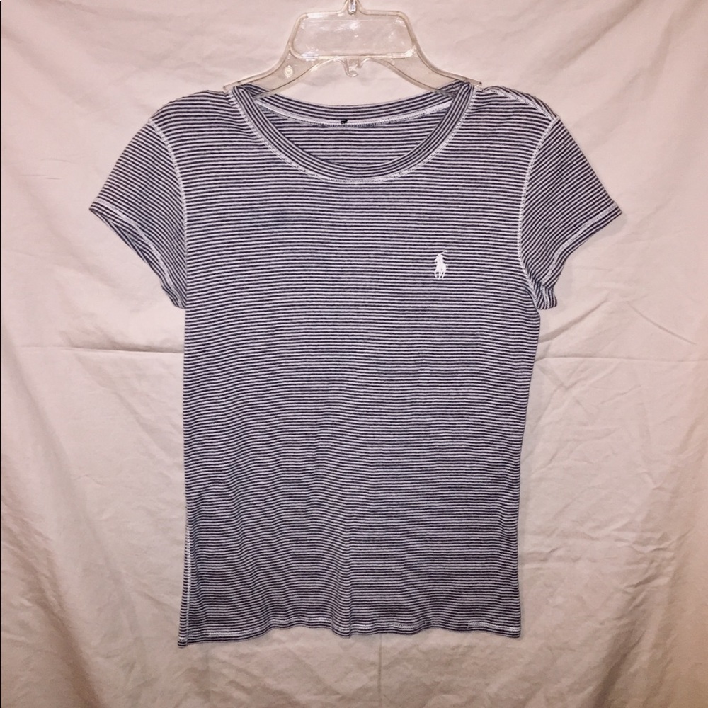 Grey & White Striped Ralph Lauren Shirt.